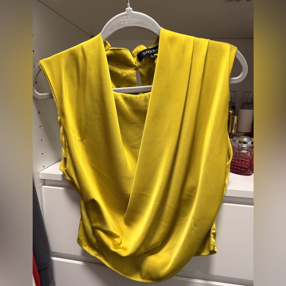 Yellow Draped Sleeveless Top